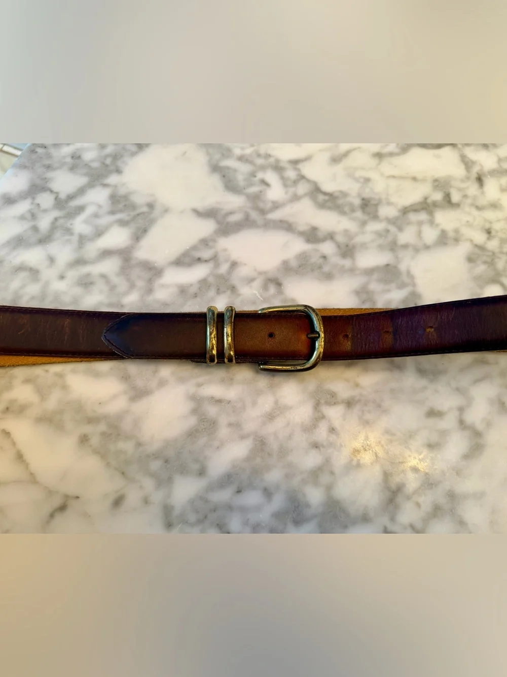 Vtg 90s Dockers Genuine Cowhide Leather Brown Belt Sz 36 Made In USA Model 2342
